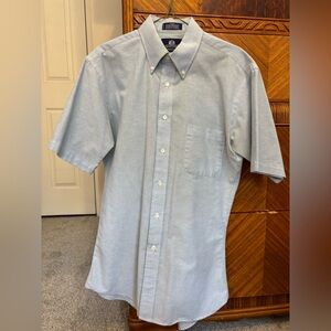 Stafford Light Blue Short Sleeve Oxford Button-Down Shirt Athletic Fit